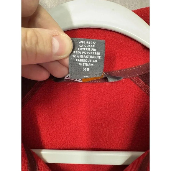 Eddie Bauer Sport 1/4 Zip Pullover Womens XL Red Thumbholes Fleece Lined Running - Picture 5 of 10